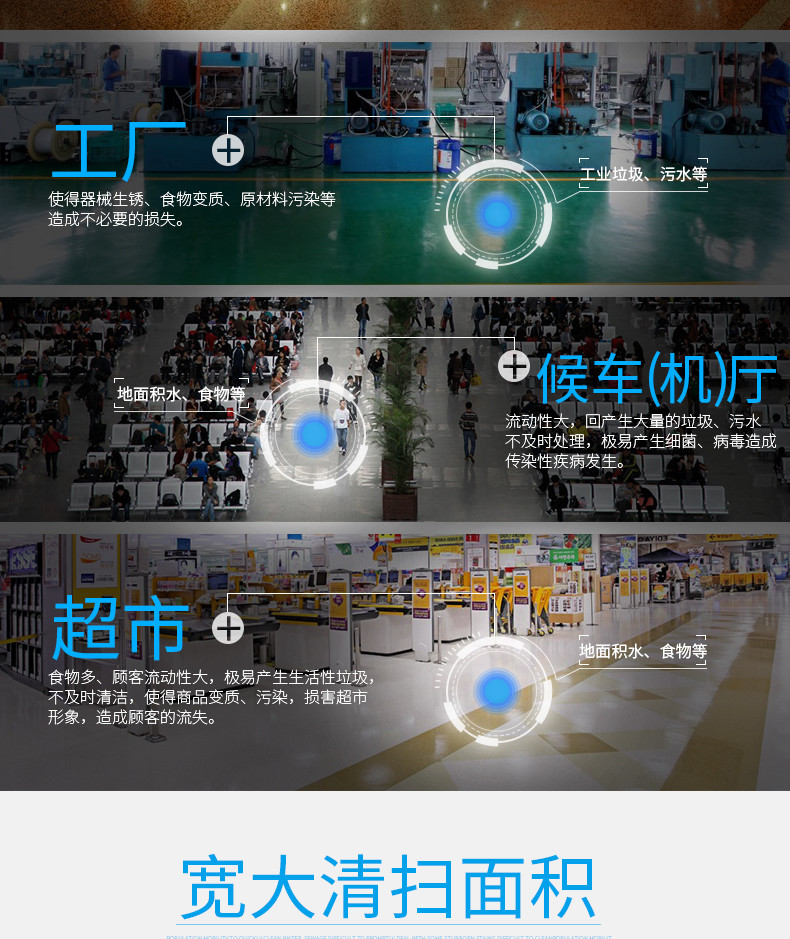 潔博士洗地機適用于超市、候車廳、工廠等場所 潔博士洗地機適用于超市、候車廳、工廠等場所